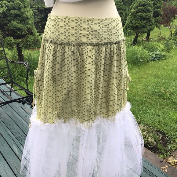 Fairycore Whimsygoth boho balletcore tiered upcycled Billabong tutu maxi skirt M - Picture 5 of 9